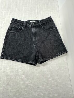 Princess Polly Women’s Black Denim Shorts Washed Distressed Grunge Skater Size 6
